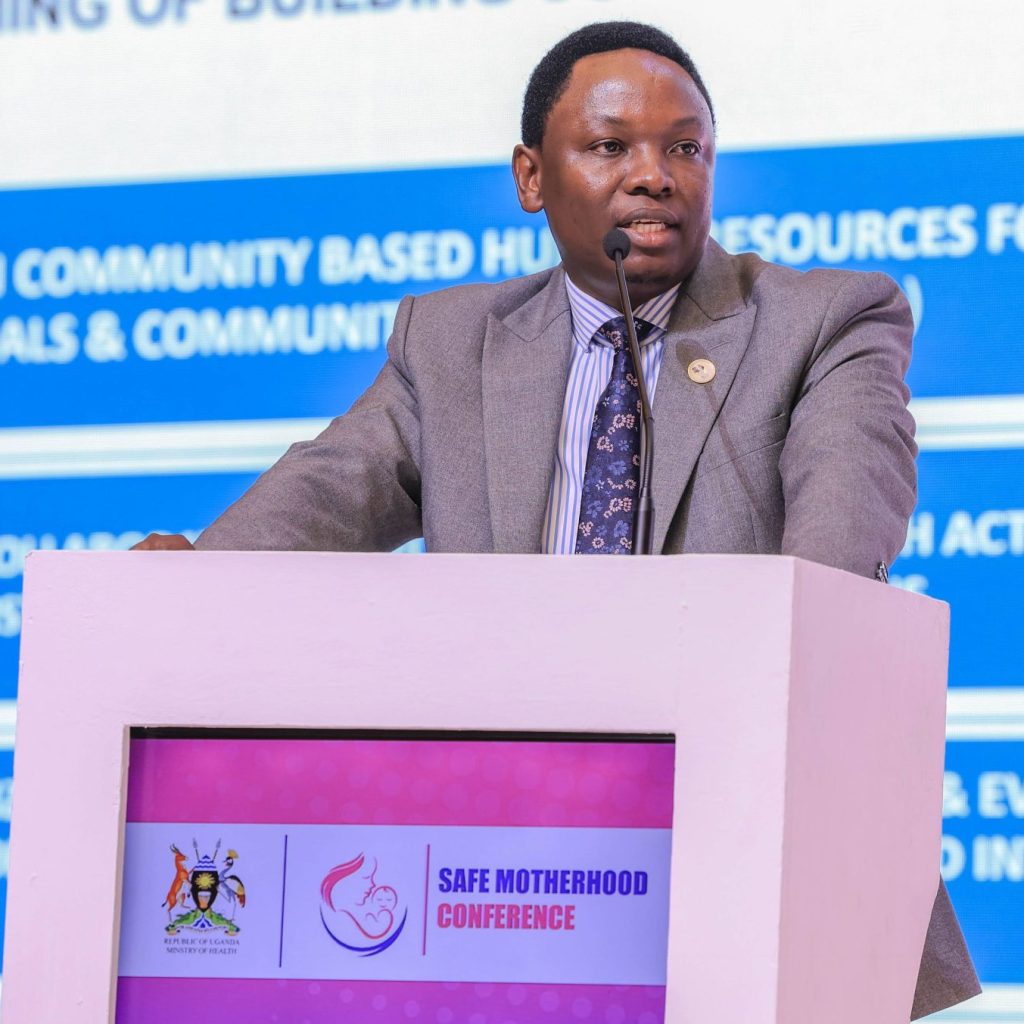 Dr. Richard Kabanda, Commissioner for Health Services and Health Promotion, presenting on the interventions made by the Community Health Extension Workers at the conference.